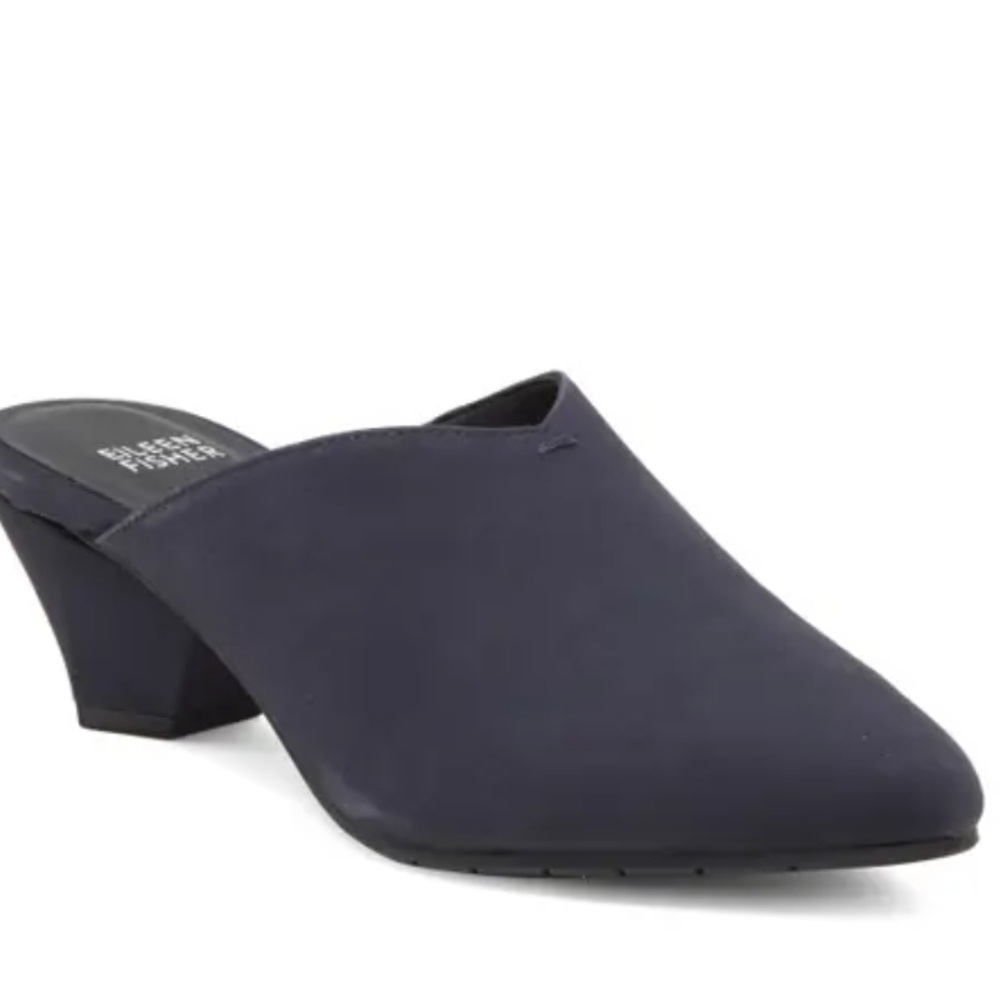 Eileen Fisher Jive Pointed Toe Mule Size 8 Midnight Blue Leather